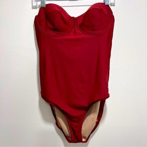 J. Crew Burnt Orange Balconette Underwire Strapless One-Piece Swimsuit, Size 12